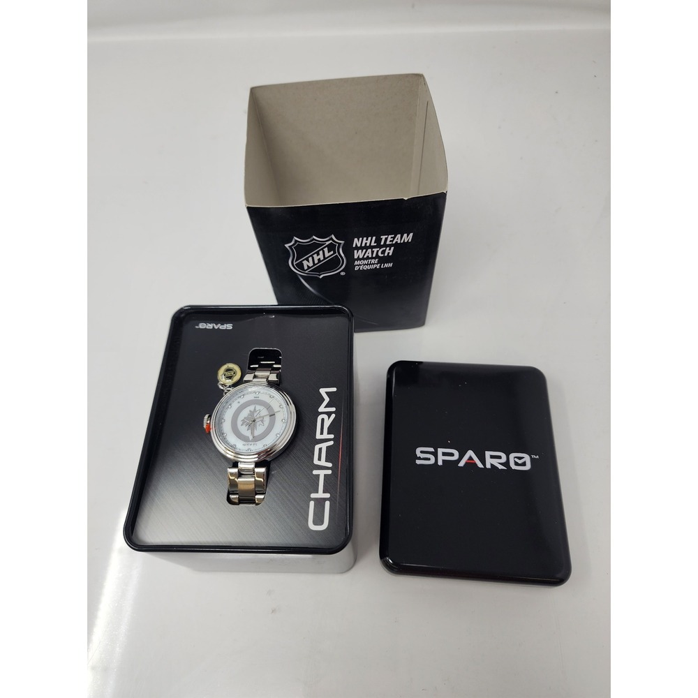 Sparo Womens Winnipeg Jets Charm Watch Silver Stainless Steel NHL Casual Size OS